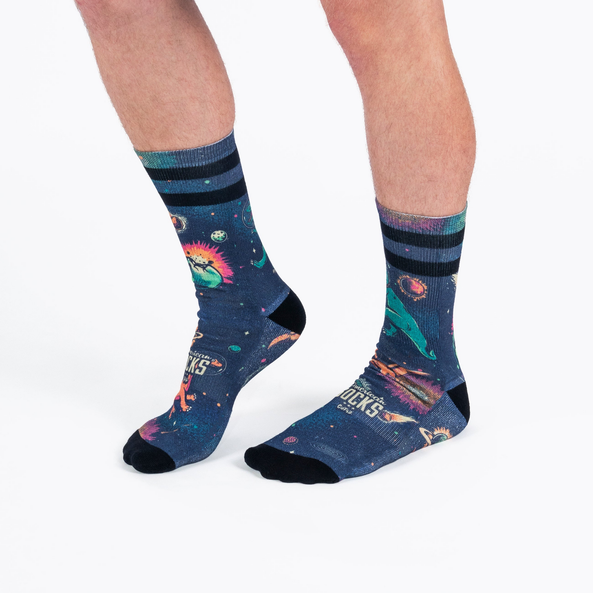 Calcetines divertidos para deporte American Socks Space Dino - Mid High