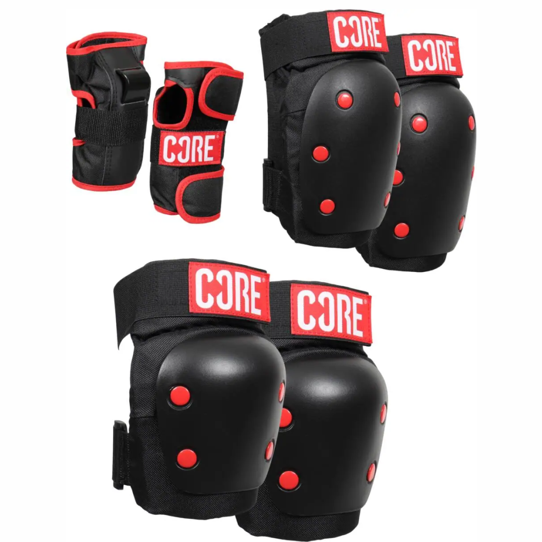 CORE PROTECTION SKATE TRIPLE PAD SET - RED (KNEE/ELBOW/WRIST)