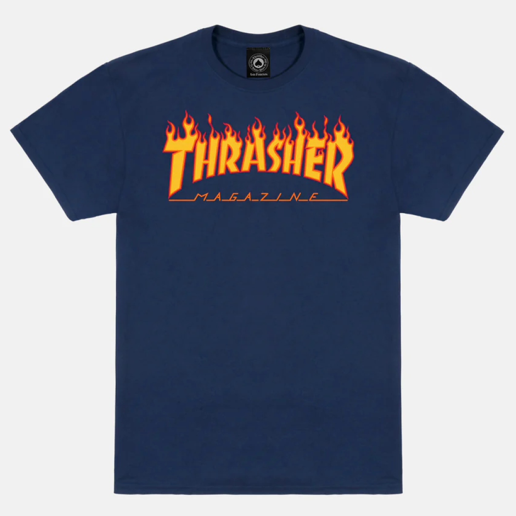 Thrasher T-Shirt Flame Logo Navy