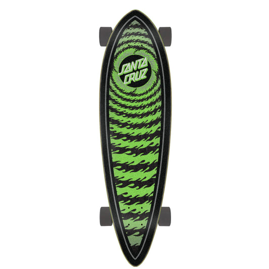 Santa Cruz Longboard Complete (UK) Flame Ringed Dot Pintail Green/Black 9.2 IN