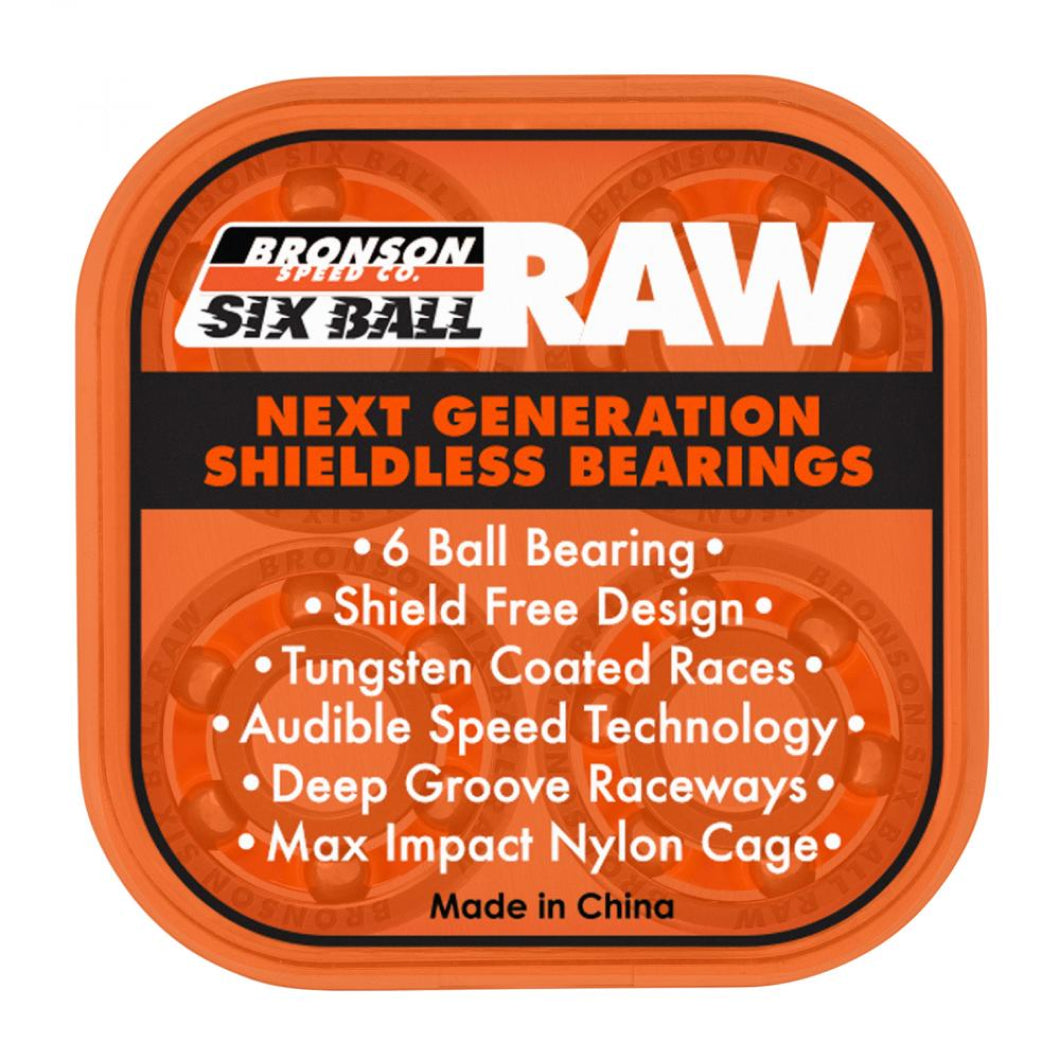 Bronson Speed Co. Bearings (UK) Raw 6 Ball (pk of 8) Silver/Orange 8 MM