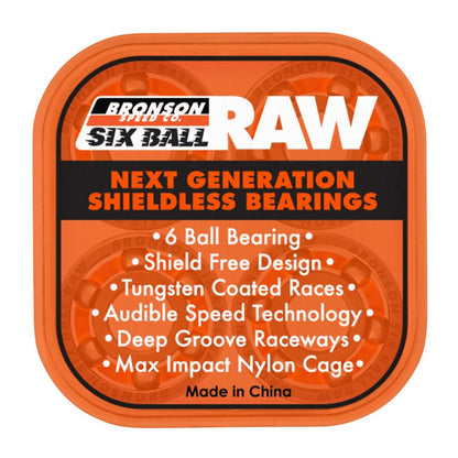 Bronson Speed Co. Bearings (UK) Raw 6 Ball (pk of 8) Silver/Orange 8 MM